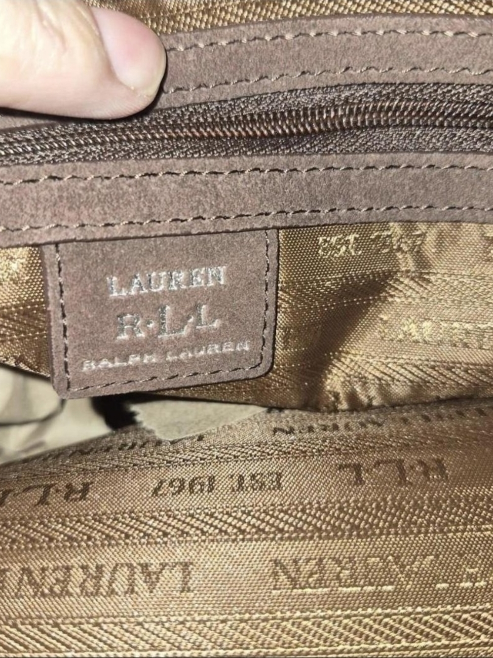 Lauren Ralph Lauren Chocolate Brown Suede Fringe Tote with Braided Trim - Picture 4 of 8